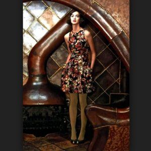 Anthropologie Floral Mini Dress - Black and Red